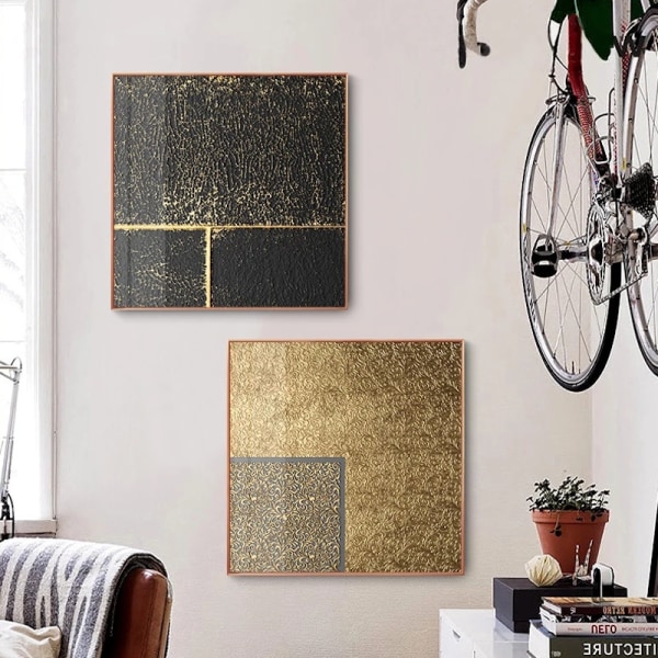 Canvas tavla / duk,  tryckt motiv 1 Svart och guld