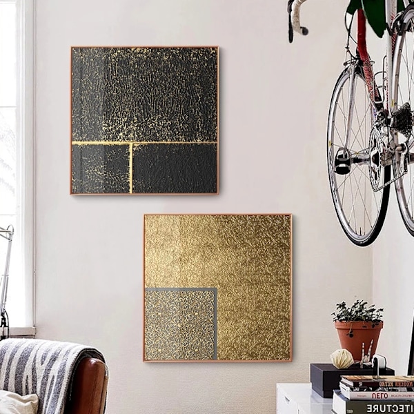 Canvas tavla / duk,  tryckt motiv 2 Svart och guld