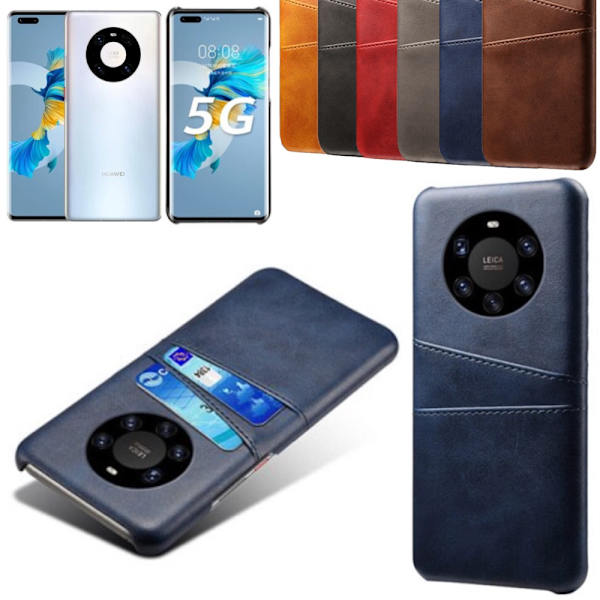 Huawei Mate 40 Pro skal etui beskyttelse læder kort kredit - Sort Huawei Mate 40 Pro