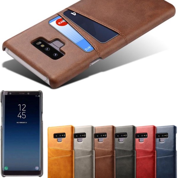 Samsung Note9 skal fodral skydd skinn kort visa mastercard - Brun Note9