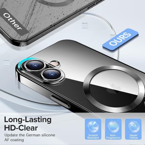 iPhone 16 skal MagSafe - Transparent / svart Iphone 16