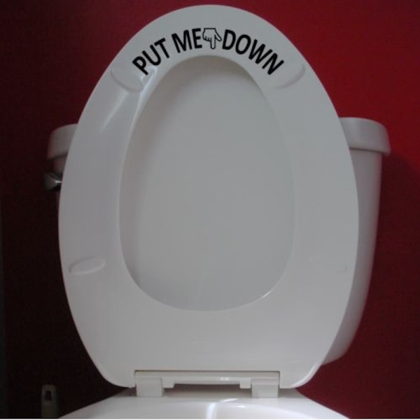 Stickers med texten PUT ME DOWN, toalett badrum skämt Svart och vit