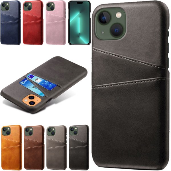 Kortholder til iPhone 15 Plus - Mobilcover med plads til kort og oplader Lyserød iPhone 15 Plus