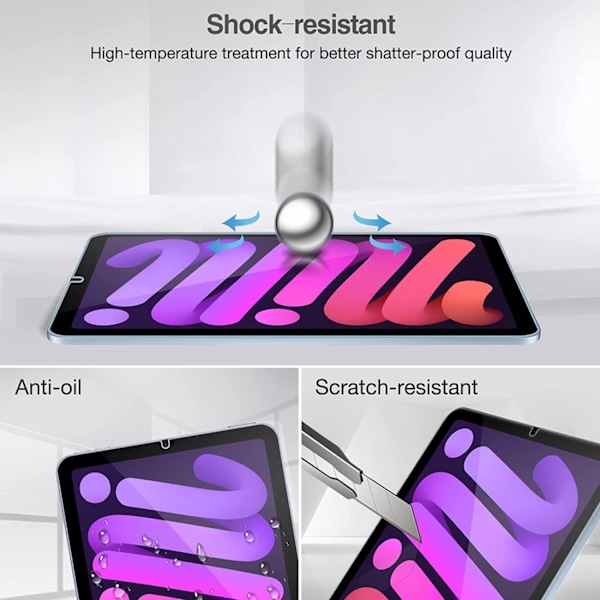 iPad Mini 7 A17 Pro 2024 / Mini 6 2021 skärmskydd härdat glas 9H transparent  