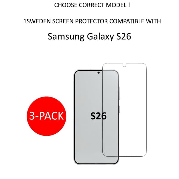 3-Pack 1SWEDEN skärmskydd för Samsung Galaxy S26 - Härdat Glas Transparent