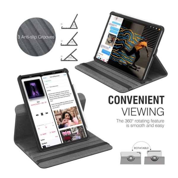 Skydd 360° rotation iPad Pro 12.9 2018/2020 gen 3/4 fodral - Ljusblå iPad Pro 12.9 gen 3/4 2018/2020
