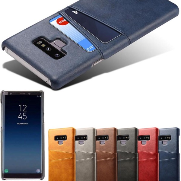 Samsung Note9 etui cover beskyttelse læder kort visa mastercard - Blå Note9