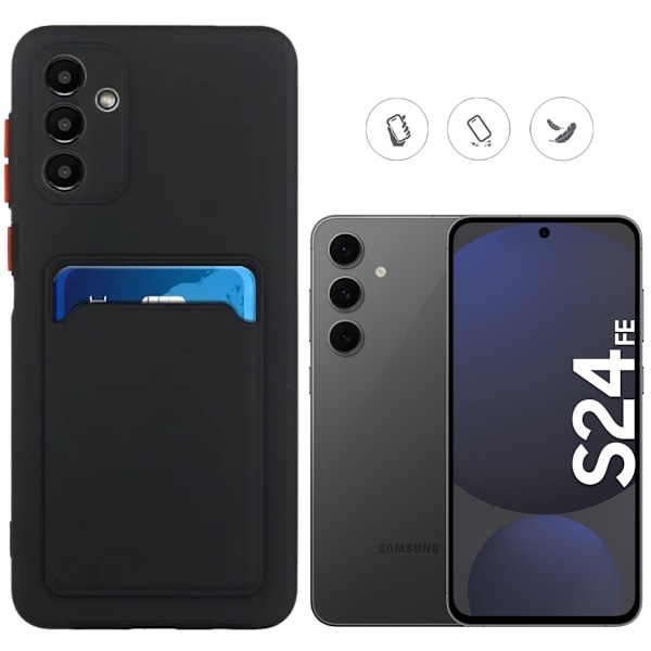 Samsung Galaxy S24 FE puhelintappi korttitaskulla musta BLACK  