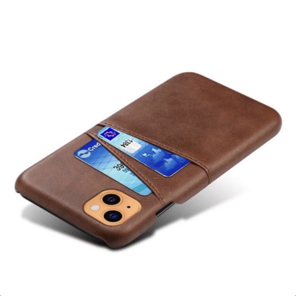 Kortholder til iPhone 14 Plus - Etui til mobiltelefon med plads til kort, oplader og høretelefoner Light brown / Beige iPhone 14 Plus