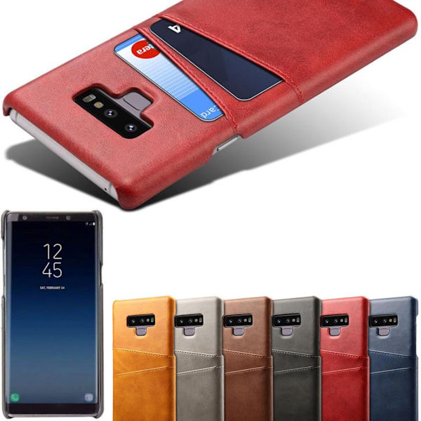 Samsung Note9 skal fodral skydd skinn kort visa mastercard - Ljusbrun / beige Note9