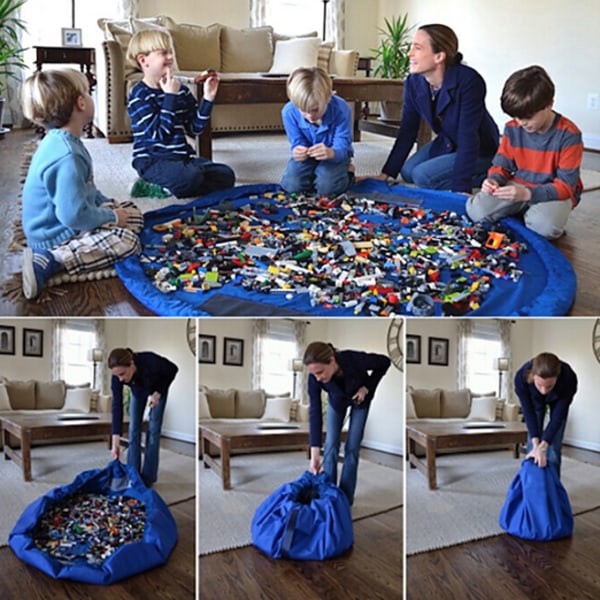 Matta förvaring picnic lego leksaker lekmatta blå Blå 1500 mm