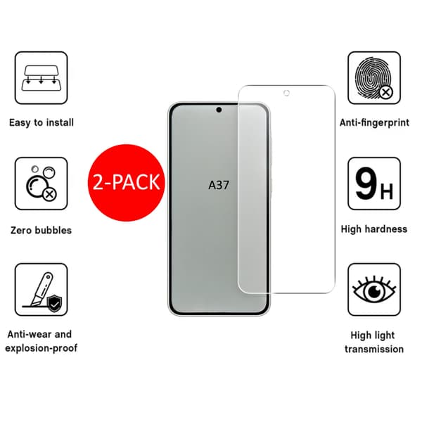 2-Pack 1SWEDEN skärmskydd för Samsung Galaxy A37- Härdat Glas Transparent