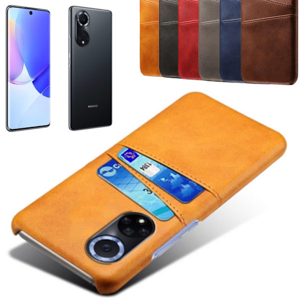 Huawei Nova 9 skal fodral skydd skinn läder kort korthållare - Svart Huawei Nova 9