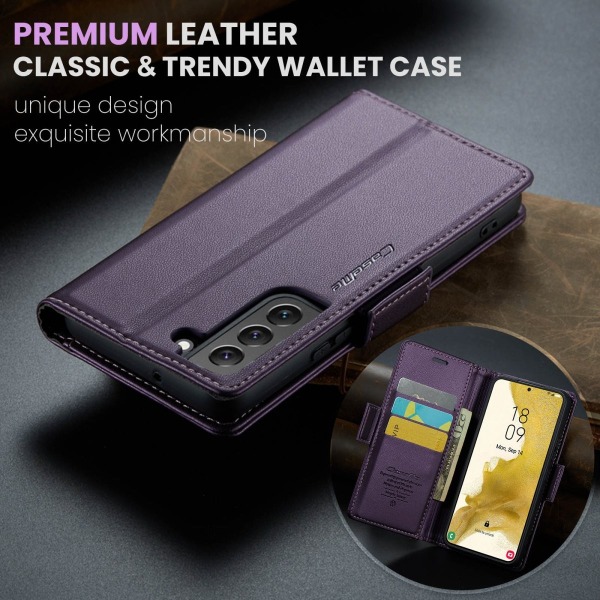 Samsung S22 - Fodral Premium Läder RFID Skyddat CaseMe® Lila Purple
