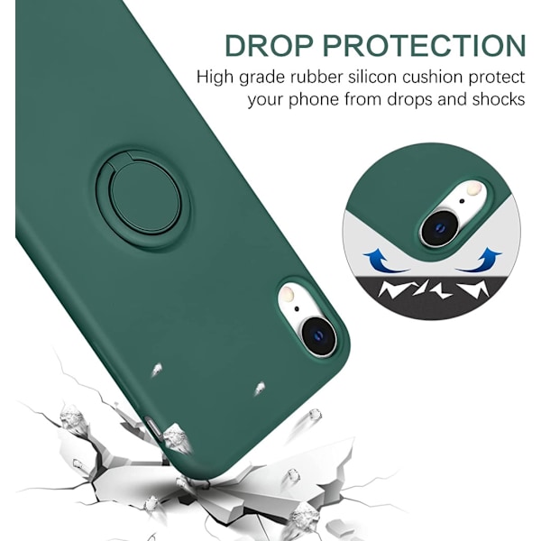 iPhone XR - Välj Färg Silikonskal med Ringhållare Solid® Grön