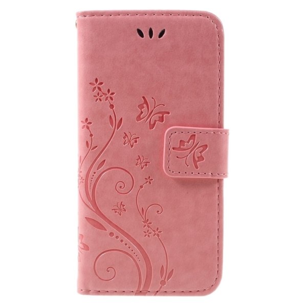 iPhone 7/8/SE - Mobilfodral Läder Fjärilar Rosa Pink iPhone 7/8/SE