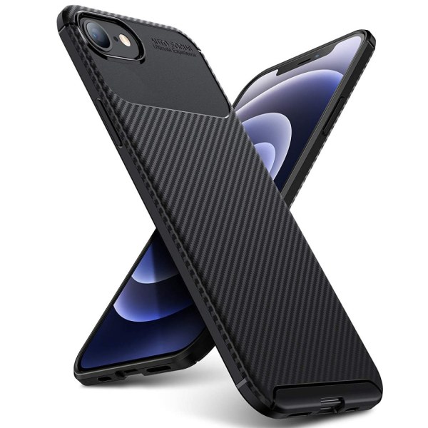 iPhone 7/8/SE - Stötdämpande silikon Skal Karbon® Svart Black
