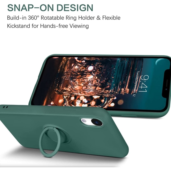iPhone XR - Välj Färg Silikonskal med Ringhållare Solid® Grön