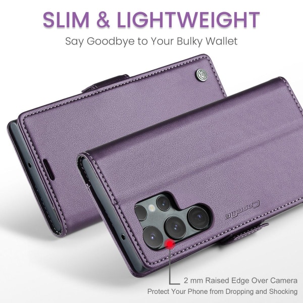 Samsung S24 Ultra - Fodral Premium Läder RFID Skyddat CaseMe® Li Purple