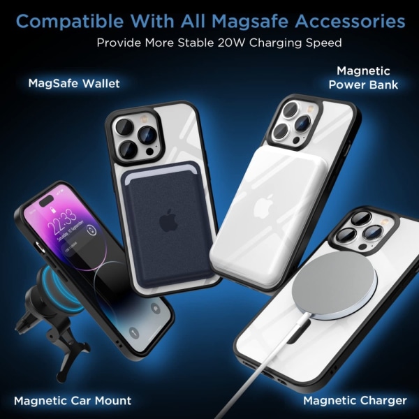 iPhone 15 Pro Max - Skal Magsafe Hybrid Silikon Svart/Transparen Black