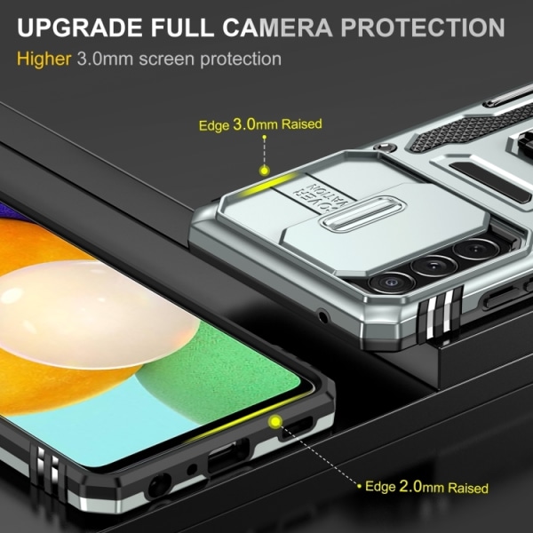 Samsung A52/A52s - Skal Kameraskydd Hybrid Ringhållare Silver Grey Galaxy A52/A52s