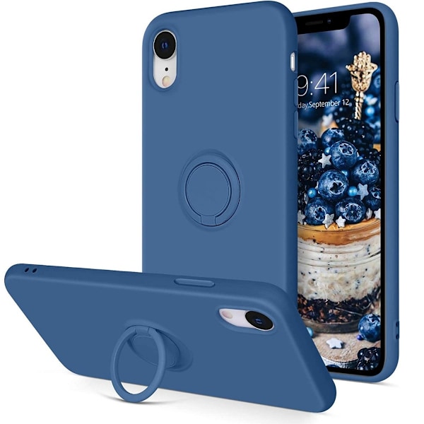 iPhone XR - Välj Färg Silikonskal med Ringhållare Solid® Svart