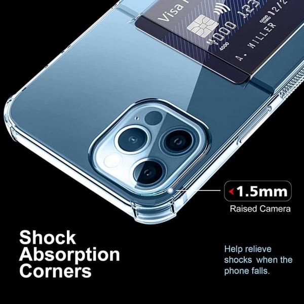 Transparent Stöttåligt Silikon Skal Kortfack Nordic® iPhone 13/1 Transparent 13 Pro Max