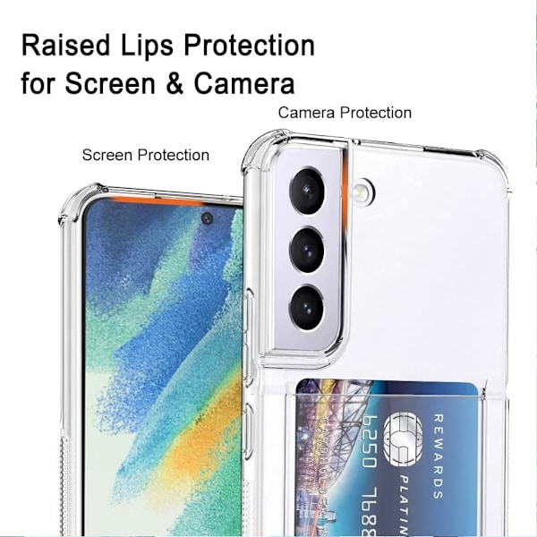 Samsung S22 - Skal med Kortfack Stöttåligt Transparent