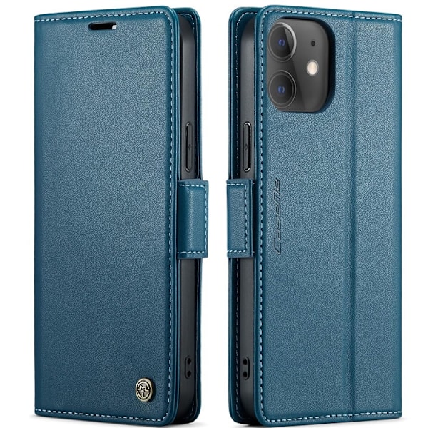 iPhone 11 - Fodral Premium Läder RFID Skyddat CaseMe® Blå Blue