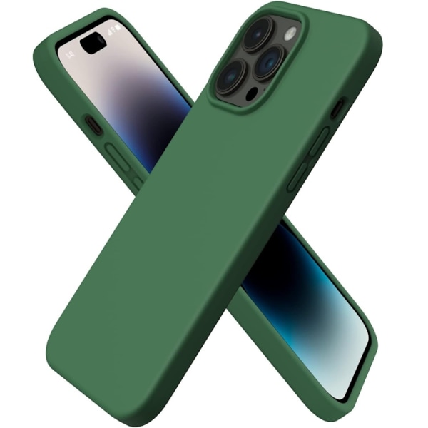 iPhone 13 Pro Max - Gummibelagt Stöttåligt Silikon Skal Army Grö Green