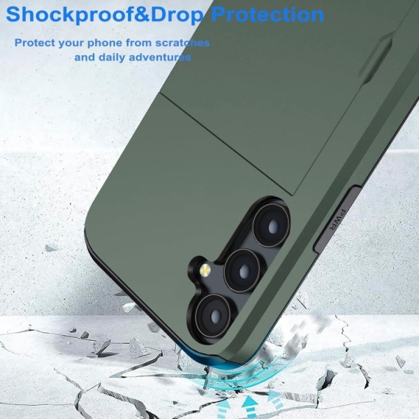 Samsung S24 - Skal med kortfack Solid® Extra förstärkt Grön Green