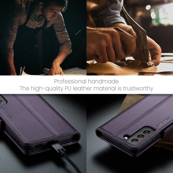 Samsung S22 - Fodral Premium Läder RFID Skyddat CaseMe® Lila Purple