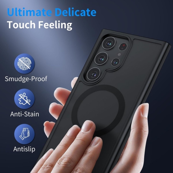 Samsung S24 Ultra - Skal MagSafe Stöttåligt Frostad Matt Svart