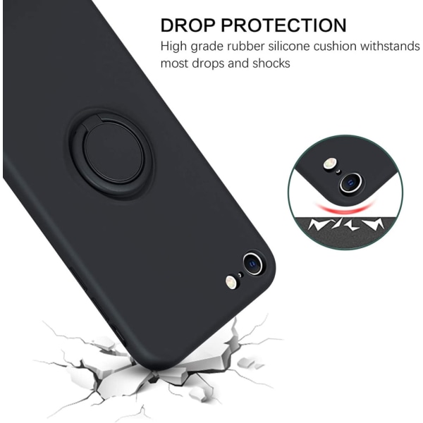 iPhone 7/8/SE - Silikonskal Magnetisk Ringhållare Välj Färg Black Svart