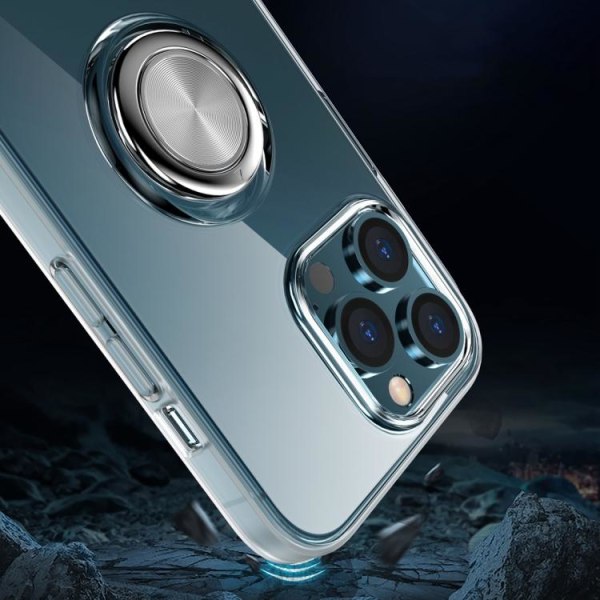 iPhone 12/12 Pro - Transparent Silikon Skal Solid® Ringhållare Transparent iPhone 12/12 Pro