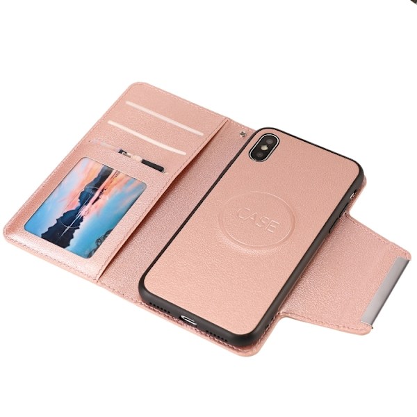 iPhone X/XS - 2in1 Magnet Plånboksfodral Roséguld