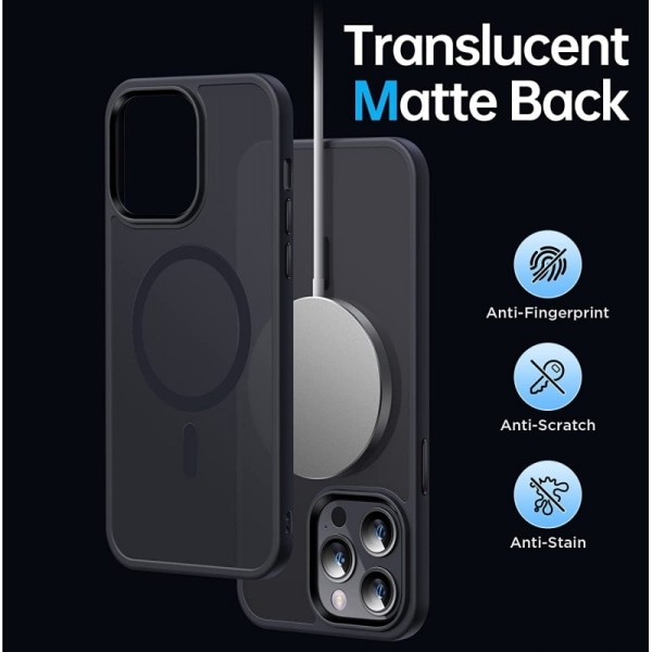iPhone 15 Pro - MagSafe skal MagMat Frostad Matt Svart Black