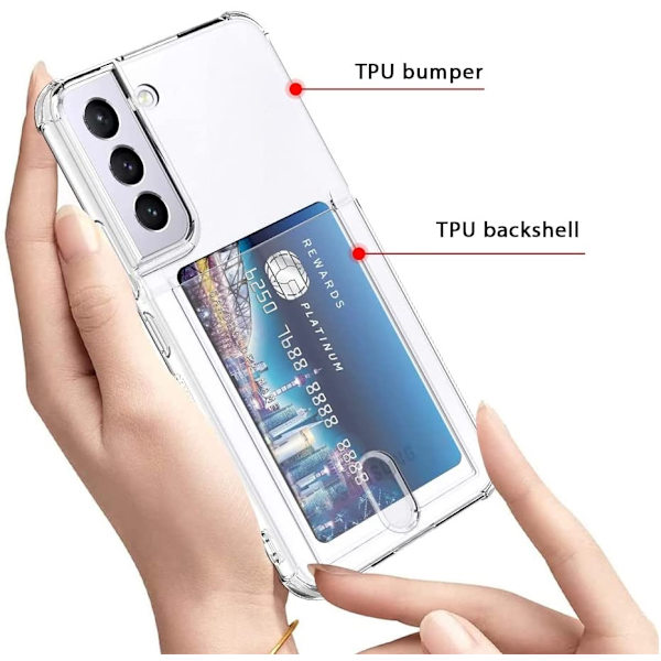 Stöttåligt Transparent Silikon Skal Kortfack Solid® Samsung S22/S21/Plus/Ultra Transparent Galaxy S21