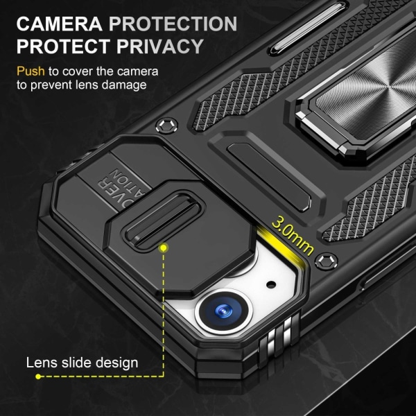 iPhone 13 - Skal CamShield / Kameraskydd Ringhållare Svart Black