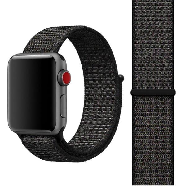 Nylon Armband Apple Watch 38/40/41 Sportloop Kardborreband Svart Black