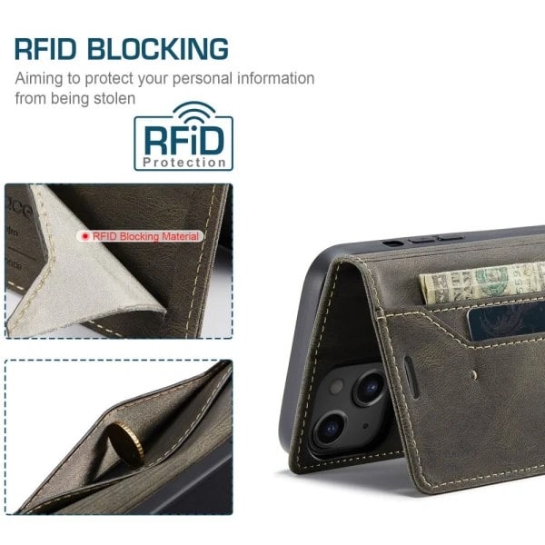 iPhone 13 - Fodral Premium Läder RFID Skyddat Brun Brown