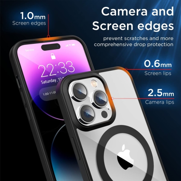 iPhone 15 Pro Max - Skal Magsafe Hybrid Silikon Svart/Transparen Black