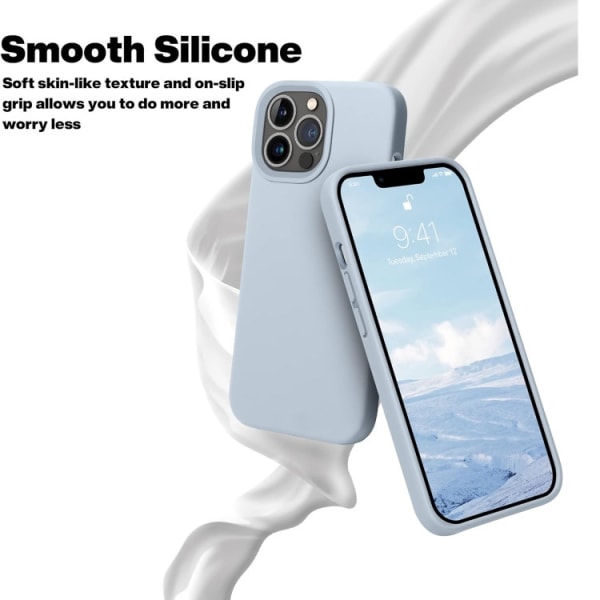 iPhone 12/12 Pro - Gummibelagt Silikon Skal Skin Pro® Ljus Blå LightBlue