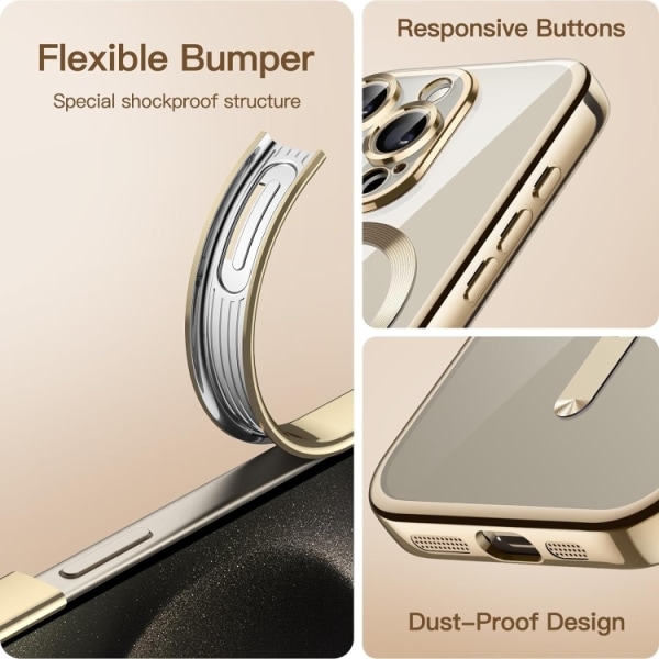 iPhone 15 Pro - Electroplating Magsafe Skal Stöttåligt - Guld iPhone 15 Pro