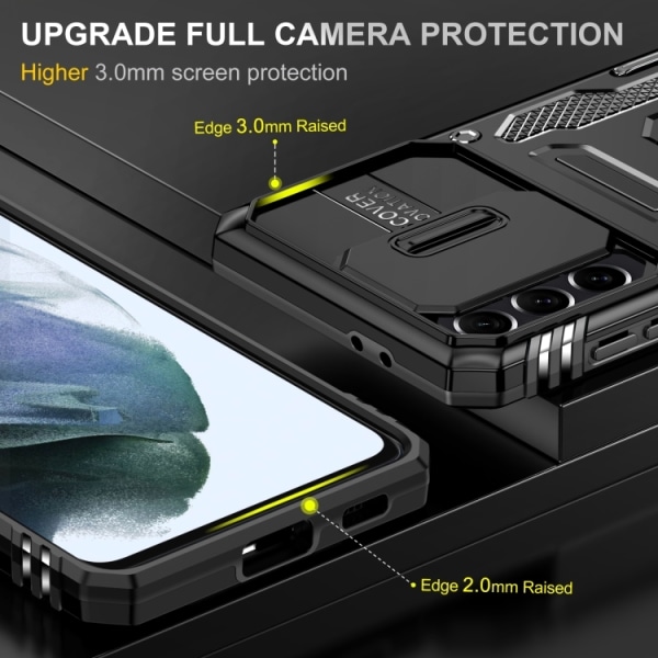 Samsung S24 - Skal Kameraskydd Stöttåligt Kickstand Svart