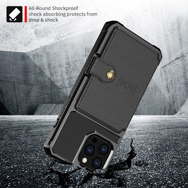 iPhone 12 Pro Max Stöttåligt Skal Korthållare Solid® RFID Skyddat Svart Black iPhone 12 Pro MAx