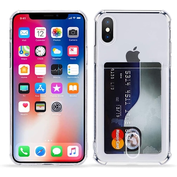 Transparent Stöttåligt Silikon Skal Kortfack Nordic® iPhone 7/8/SE/XS/XR Transparent iPhone 7/8/SE
