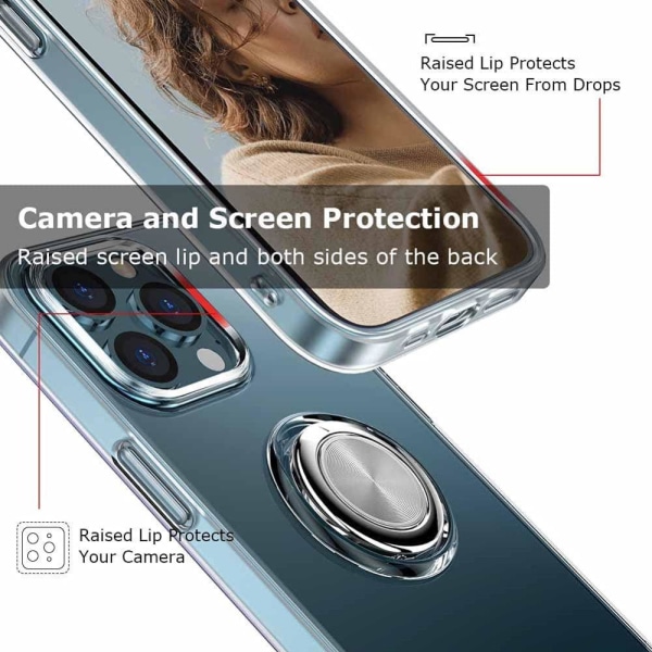 iPhone 13 Pro Max - Transparent Silikon Skal Ringhållare Nordic® Transparent iPhone 13 Pro Max