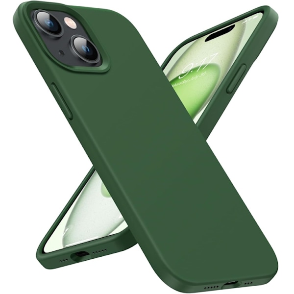 iPhone 13 - Gummibelagt Stöttåligt Silikon Skal Army Grön Green