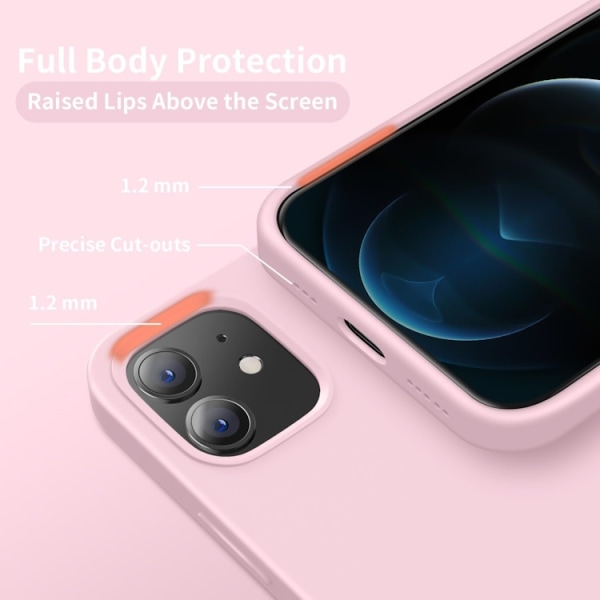 iPhone 12/12 Pro - Gummibelagt Stöttåligt Silikon Skal Rosa Pink